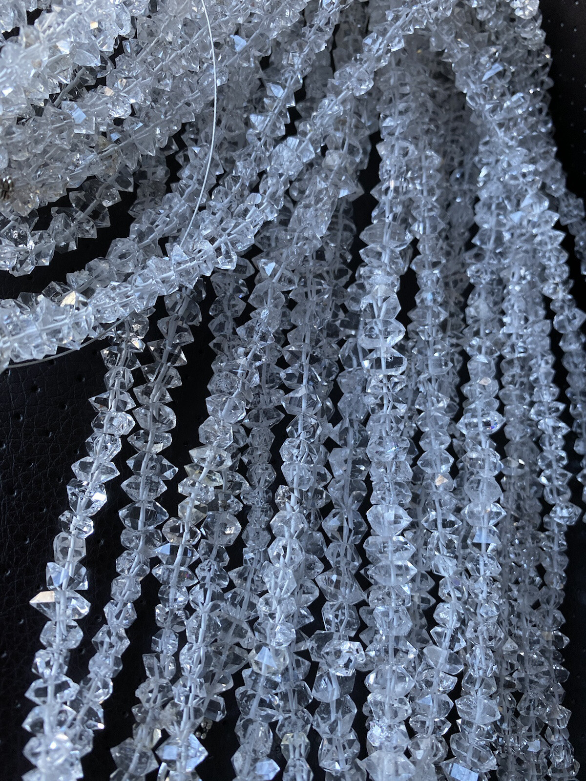 Herkimer Diamond Quartz, Diamond Quartz, Mineral, Crystal, Beads, Strand- 8 inch