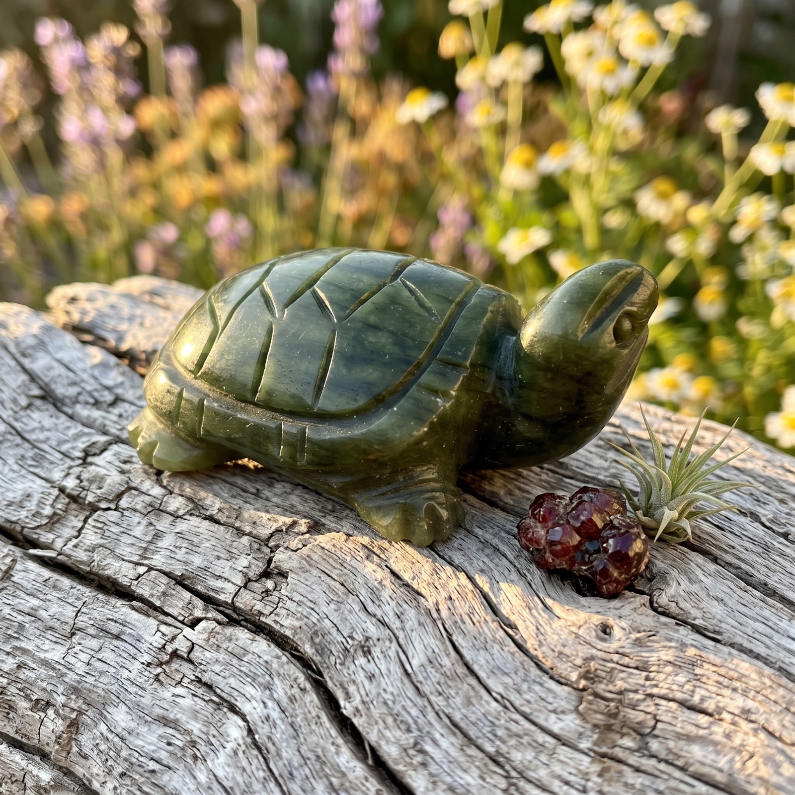 Nephrite Jade Turtle Carving Natural Stone Hand Sculpted Boho Minimalist 8cm