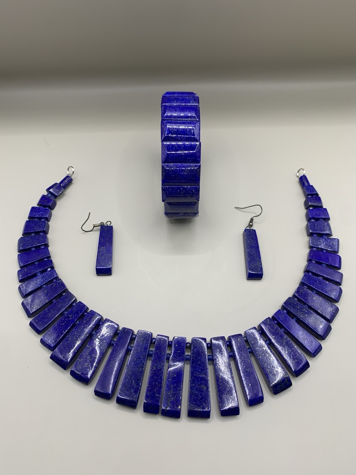 Natural Lapis Lazuli Handmade Jewelry Set Necklace Bracelet Earrings