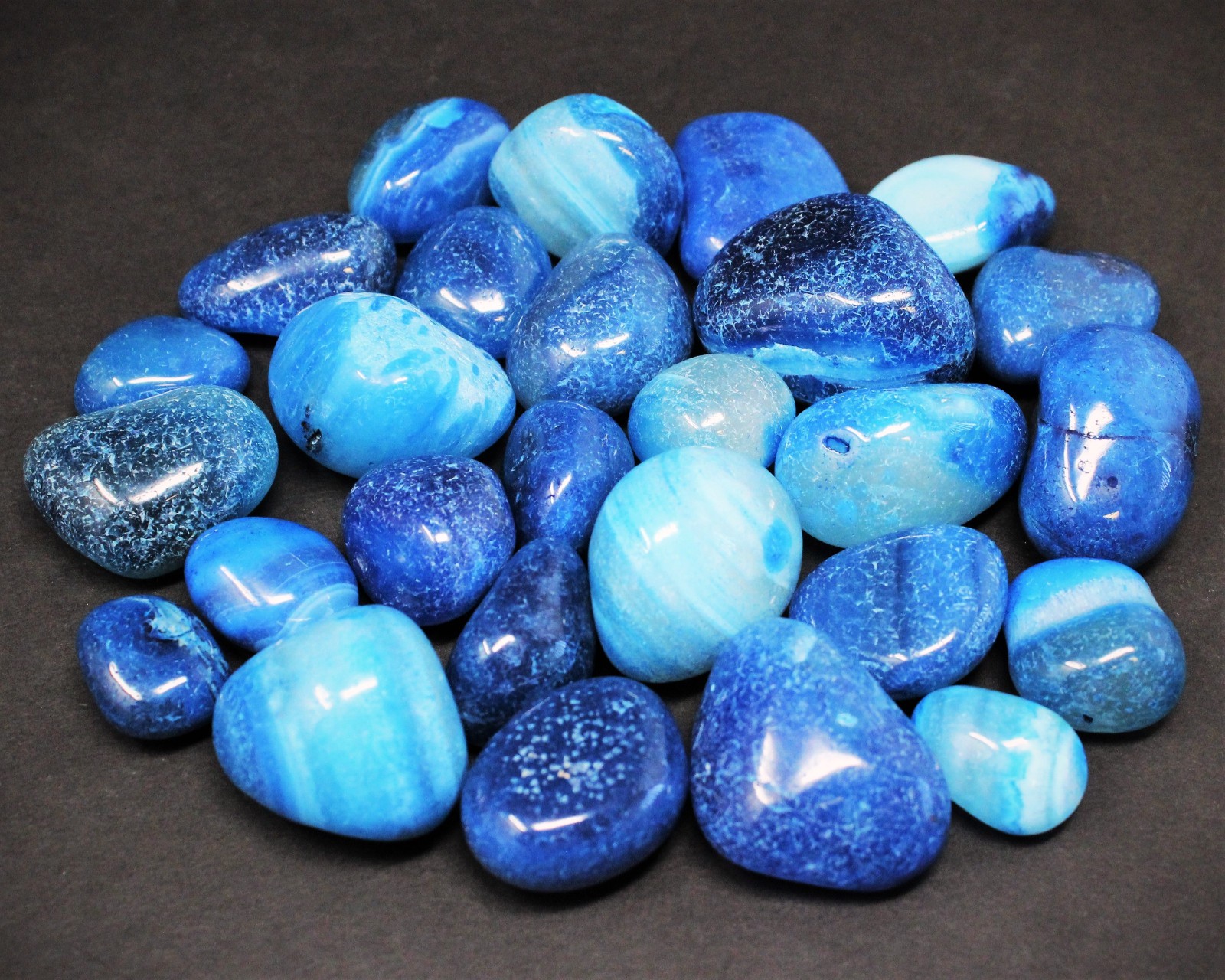 Blue Onyx Tumble Stone (Crystal Healing, Gemstone) 1 lb Wholesale Bulk Lot
