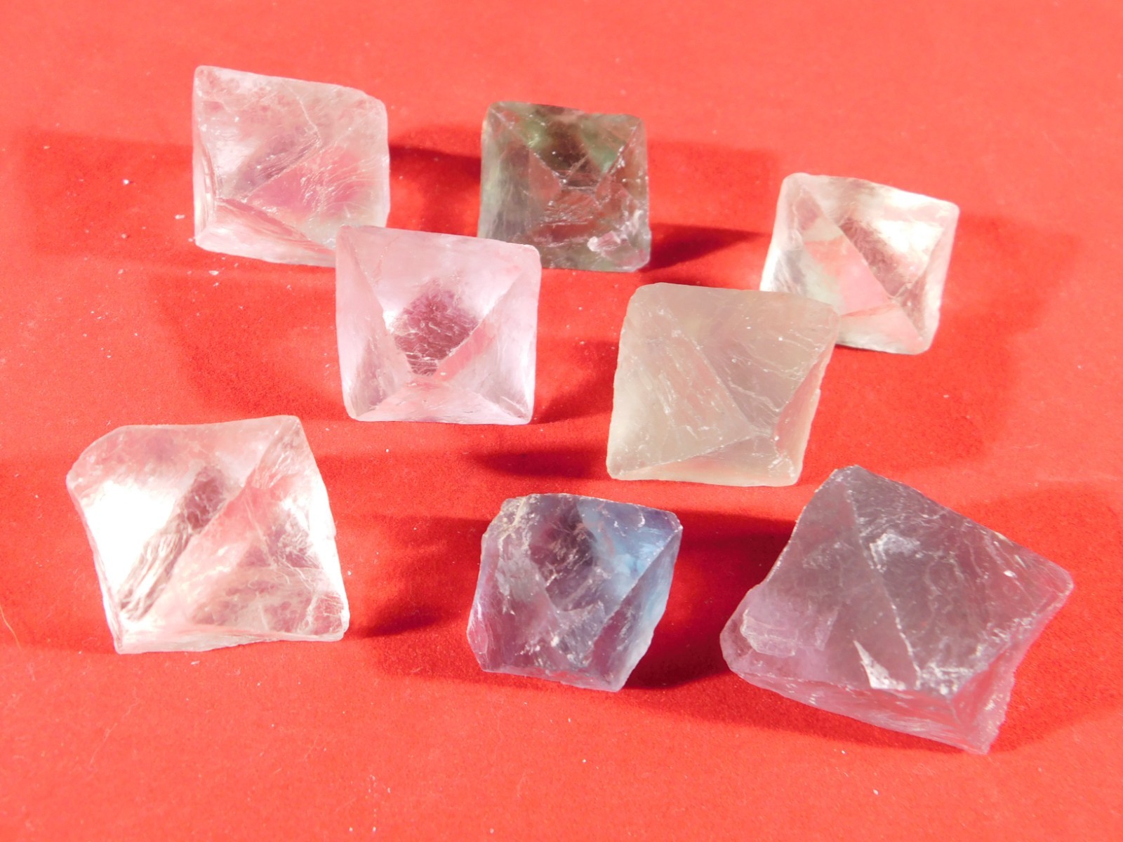 Big Lot of EIGHT! Translucent Octahedron FLUORITE Crystals From China 346gr