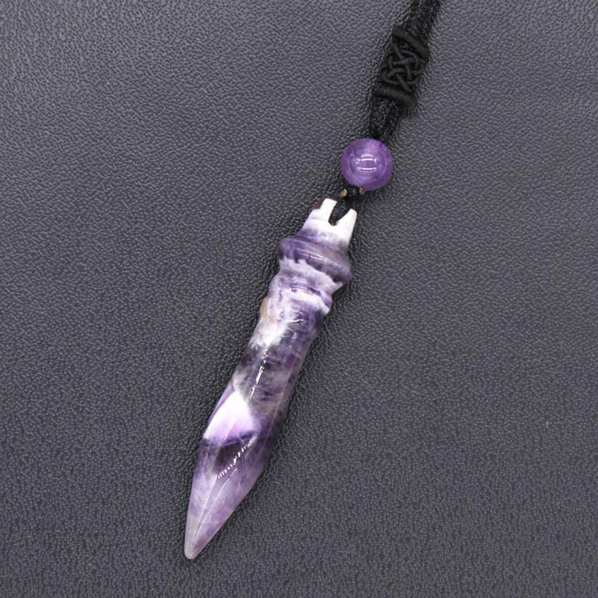 Natural Crystal Quartz Amethyst Fluorite Stone Pharaoh Scepter Pendant Necklace