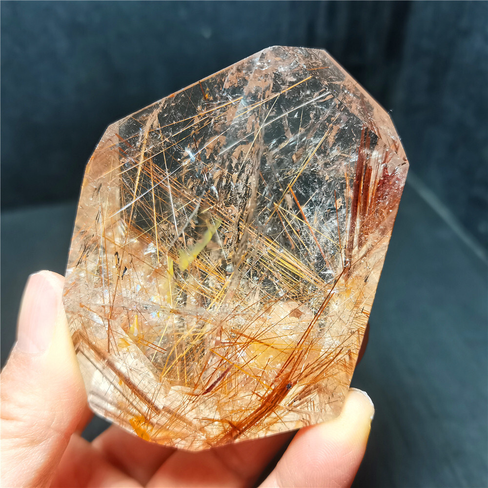 Rare Clear Golden Rutilated Inclusions Stone Gold Needles Stone specimen CY07