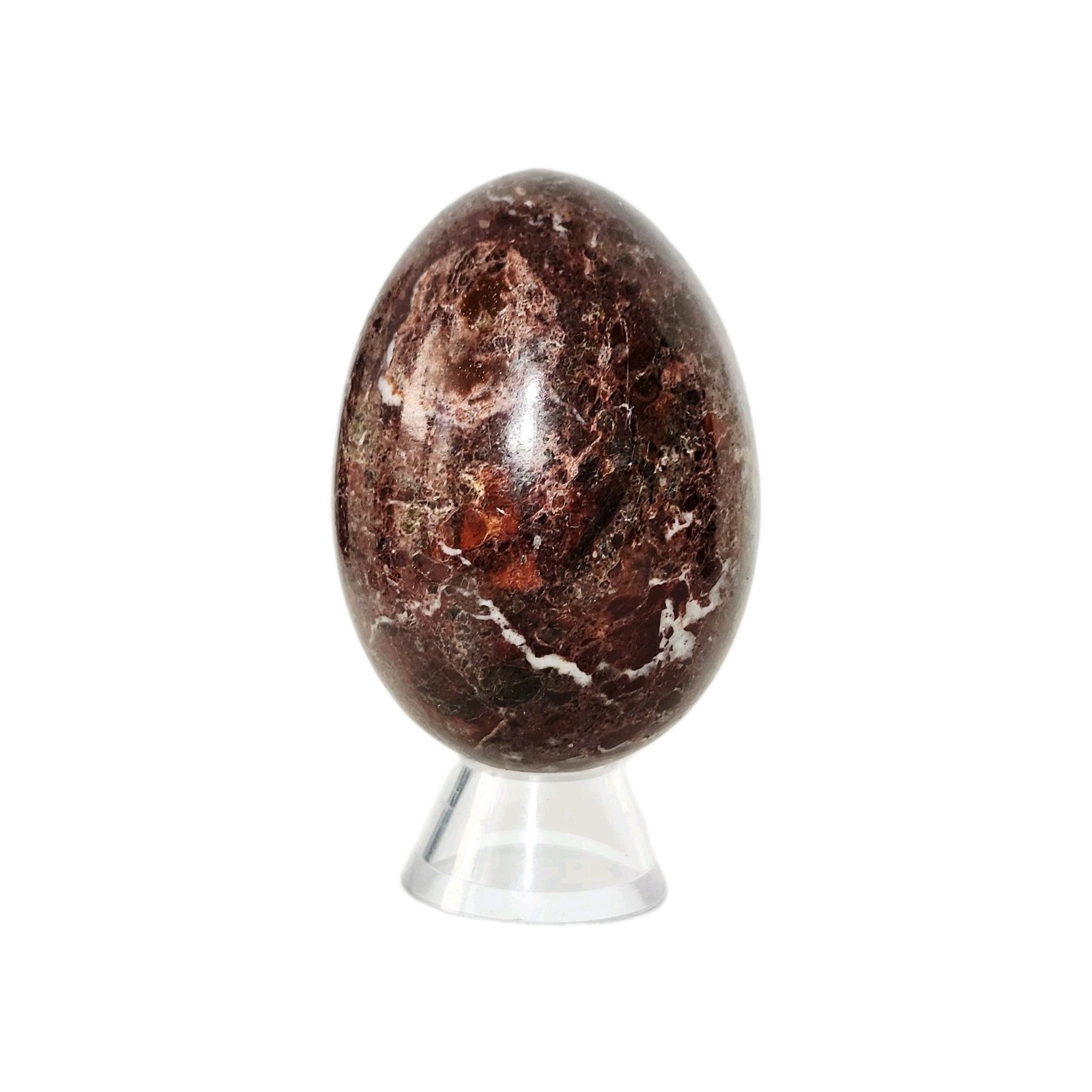 Carved and Polished Semi-Precious Pakistani Red Jasper Egg – 3″ H