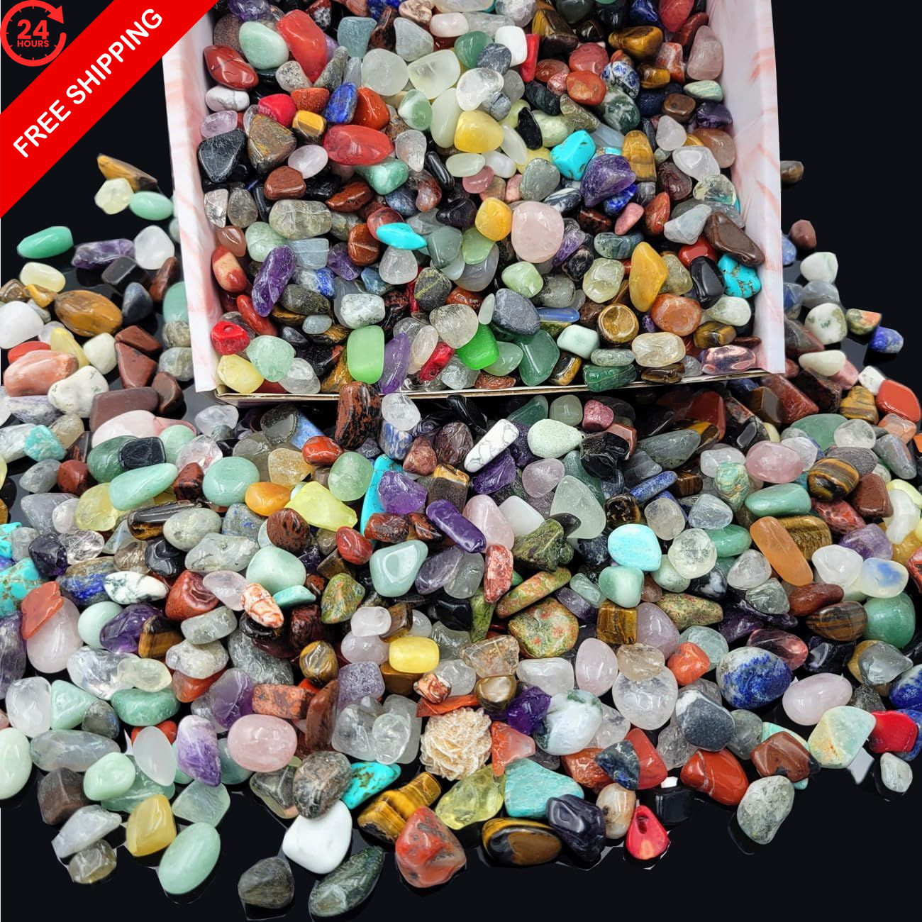 800Pcs+ (3lb) Gemstones and 0.3 inches x 0.5 x 0.2 inches, Multicolors