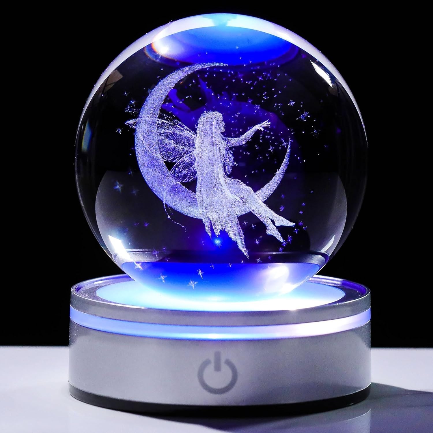Exquisite K9 Crystal Fairy Statue with Colorful Light Base – Perfect for Gifts