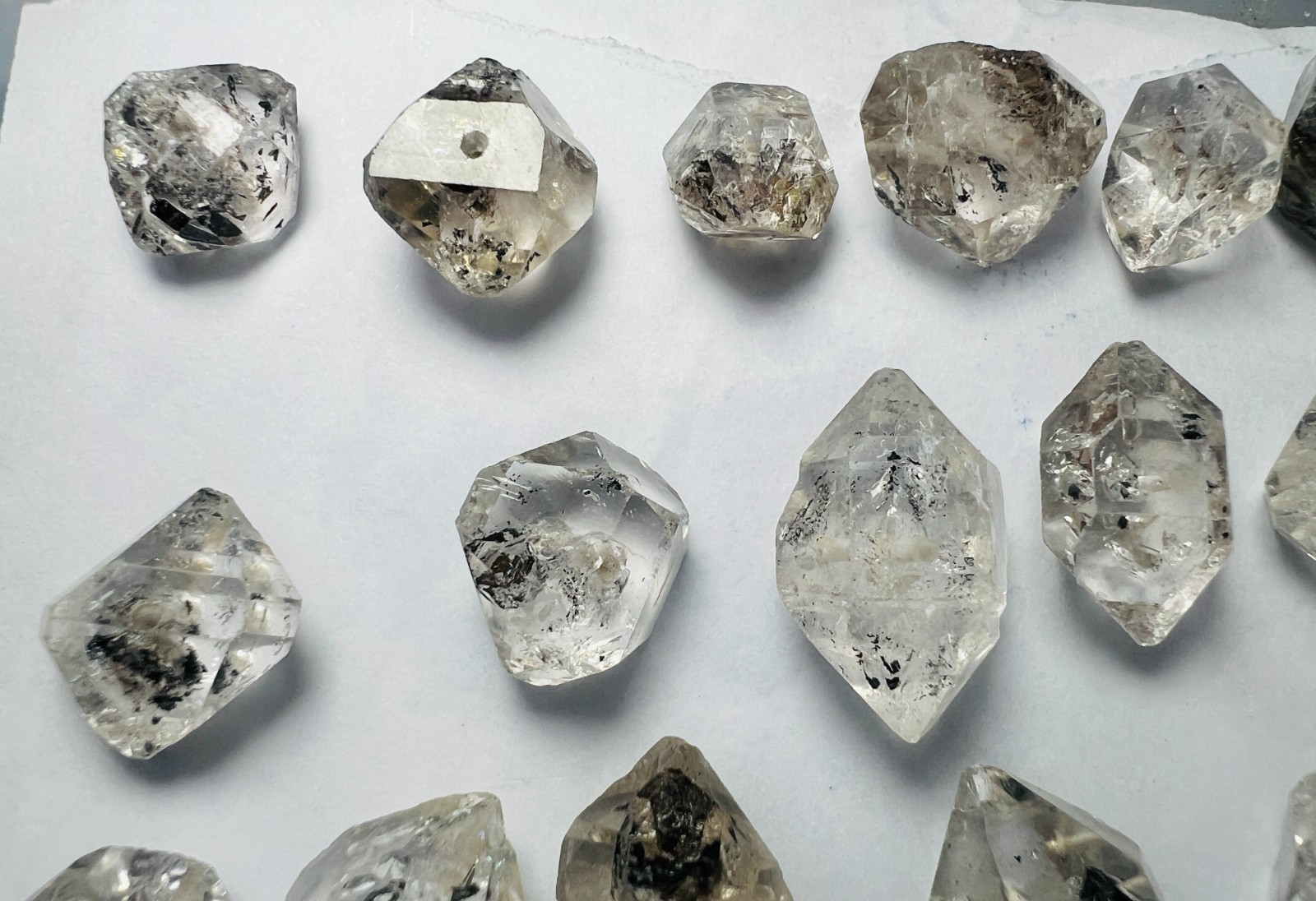 60g Drill Natural Black Phantom Herkimer Diamond Quartz crystal from Pakistan