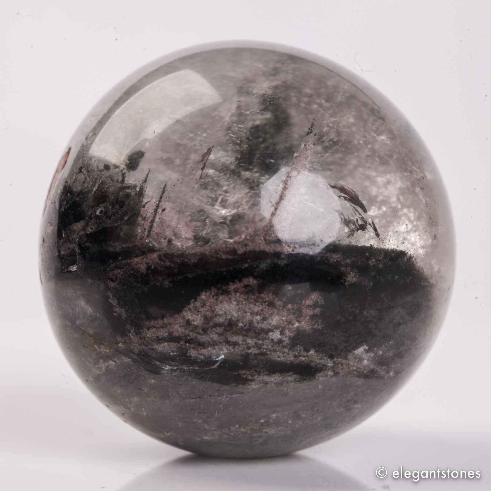 62g35mm Natural Garden/Phantom/Ghost/Lodolite Quartz Crystal Sphere Healing Ball