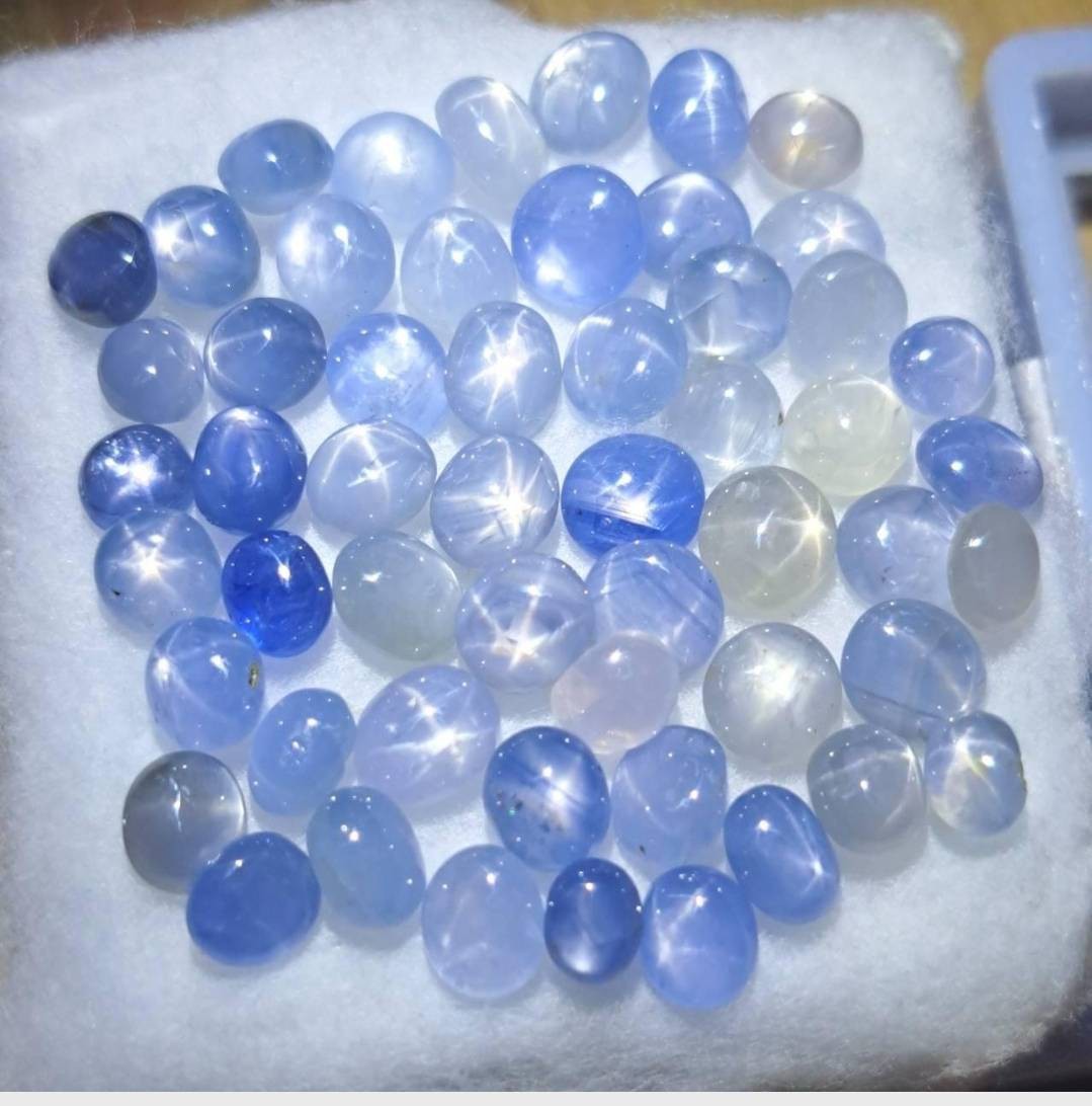Natural Burmese Star Sapphire Mogok Lot 54pcs Blue Cabochon 55ct