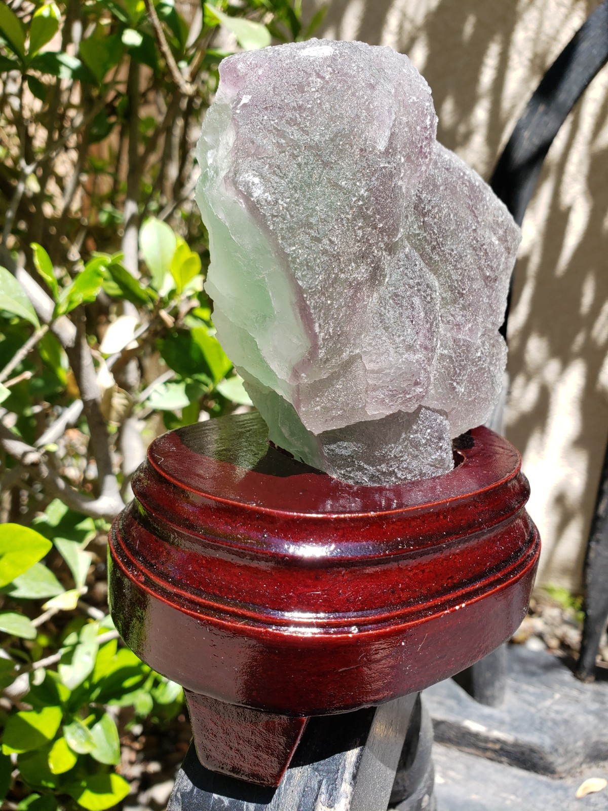 5.75″ Purple and Green Fluorite Quartz Crystal Mineral UV Specimen with Stand
