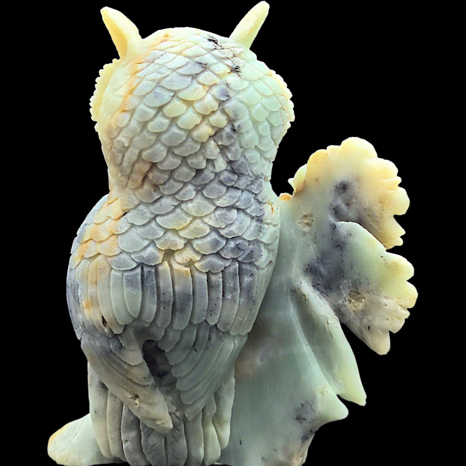 Hand Carved Amazonite Owl Sculpture – Stone Guardian of Wisdom & Silent Insight