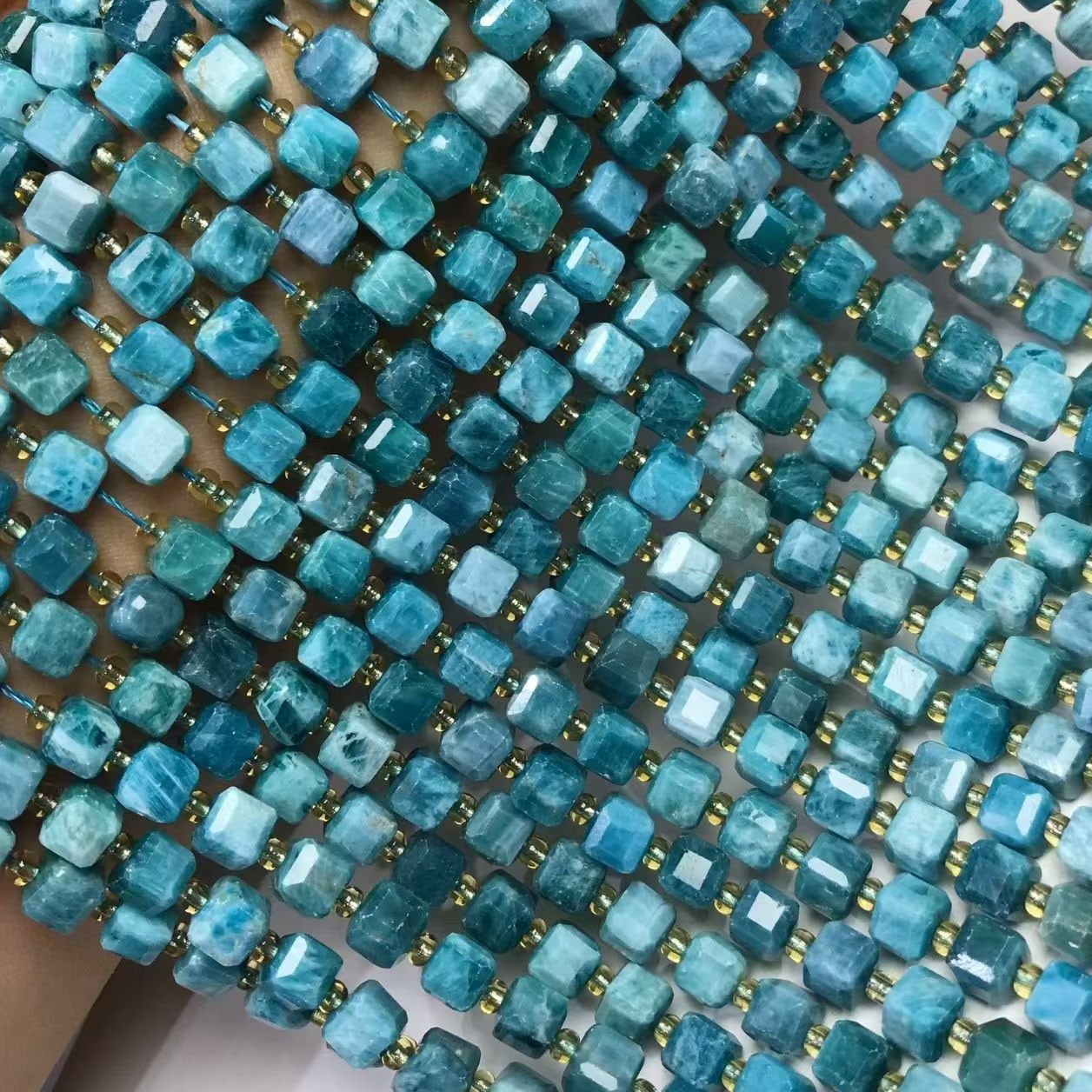 Natural Blue Apatite Beads for cube sugar DIY Bracelet Necklace Jewelry Making
