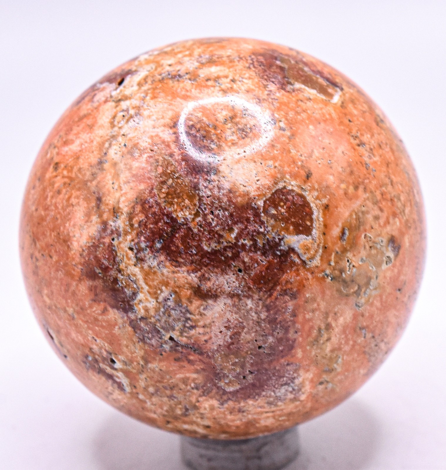 52mm Orange w/ Red Jasper Sphere Polished Natural Gemstone Mineral Ball – Peru