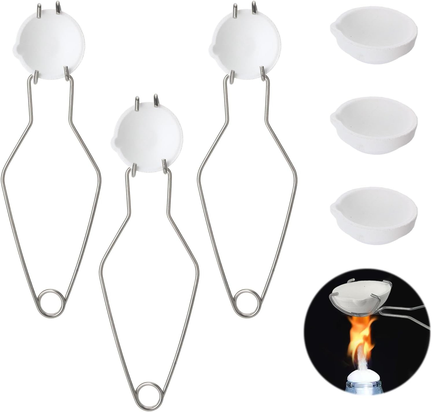 9PCS Metal Melting Crucible Kit Quartz Crucibles Tongs Gold Silver
