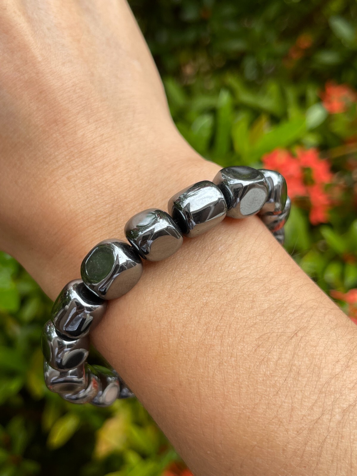 Grade A++ Hematite Tumbled Bracelet 8mm, Genuine Hematite Nugget Bracelet