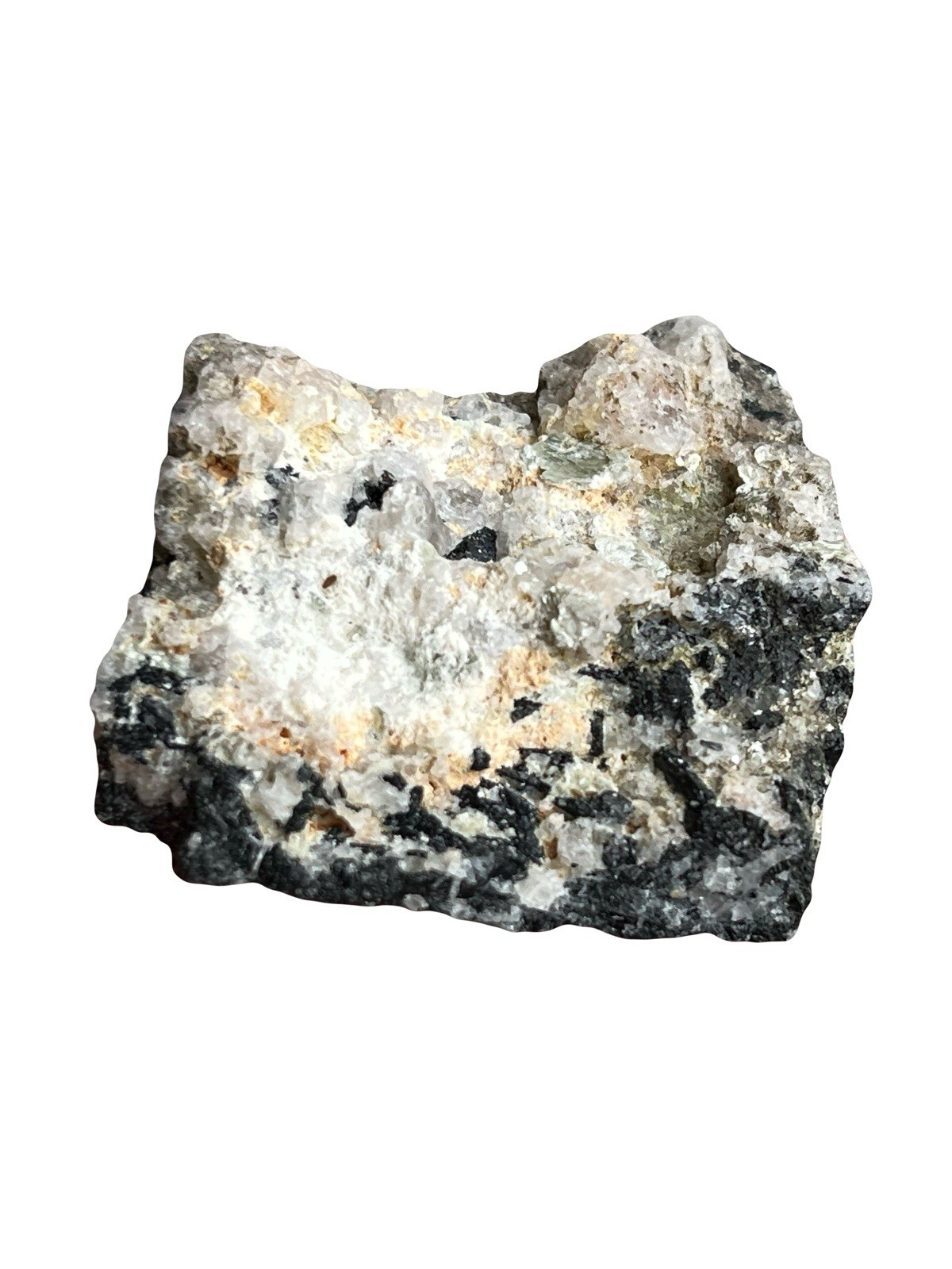 Black Tourmaline, Red Garnets And Quartz. Crystals Gemstones Rocks Minerals