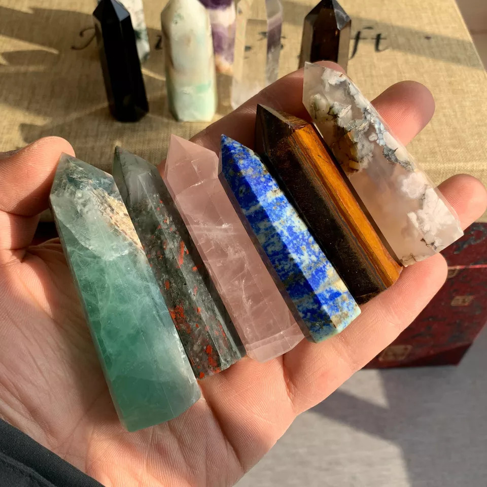 12pc A lot natural quartz crystal obelisk wand point healing send randomly
