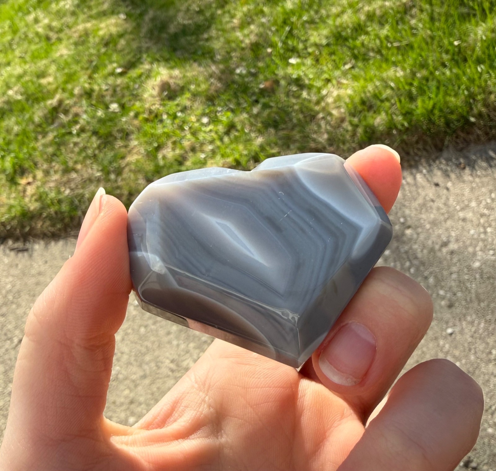Crystal Banded Agate Heart Geometric