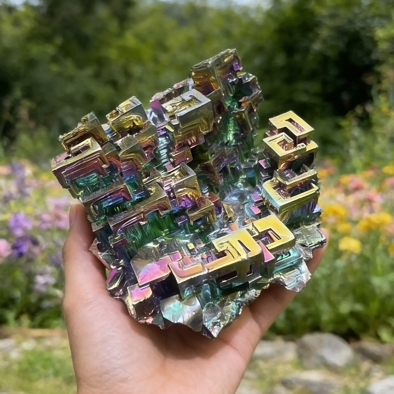 Natural Stone Bismuth Rainbow Aura Charm Specimen Crystal Cluster Reiki specimen