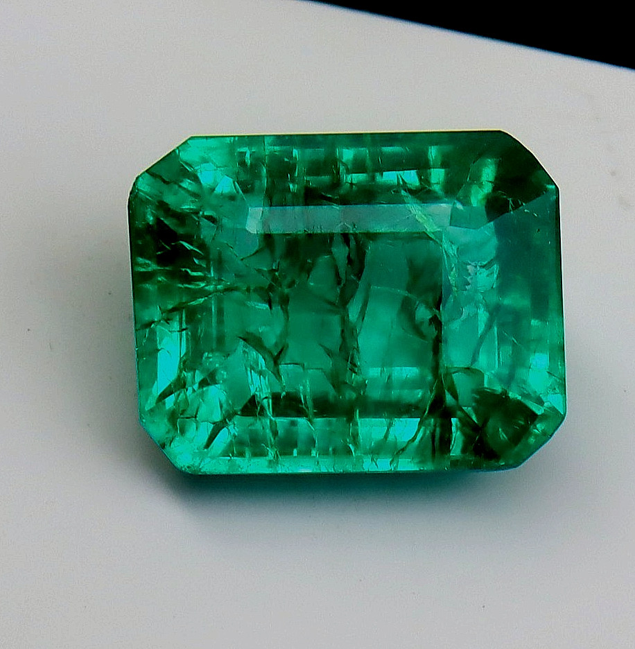 Emerald Cut 12.30 Ct Green Emerald Certified Natural Colombian Loose Gemstone