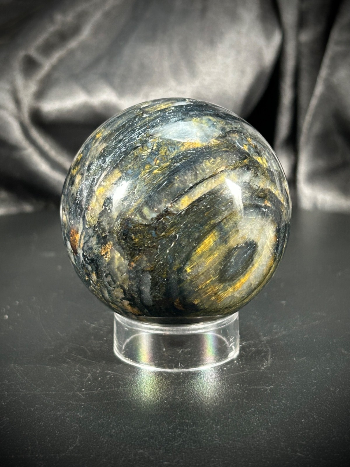 2.21″ Pietersite Sphere With Acrylic Stand 8.9oz (254 grams)