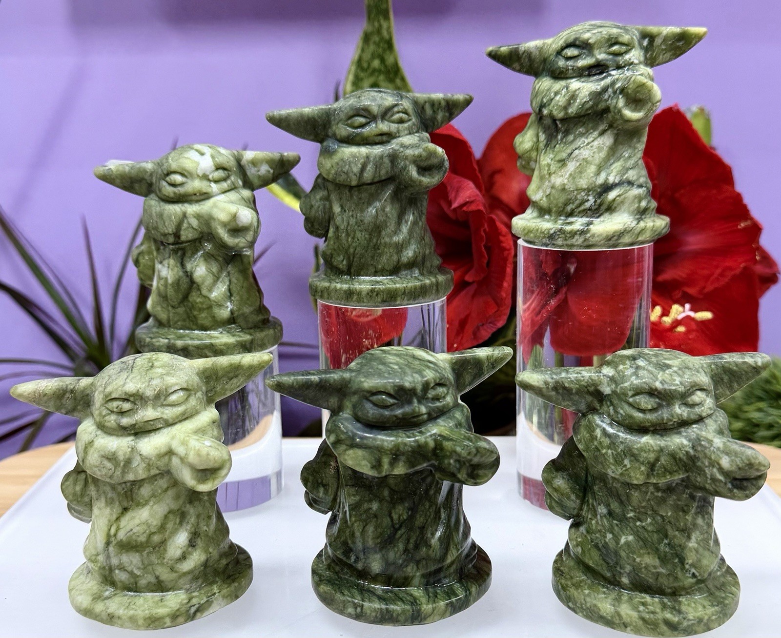 Wholesale Lot 6 Pcs Natural Nephrite Jade Baby Yoda 8cm Healing Energy