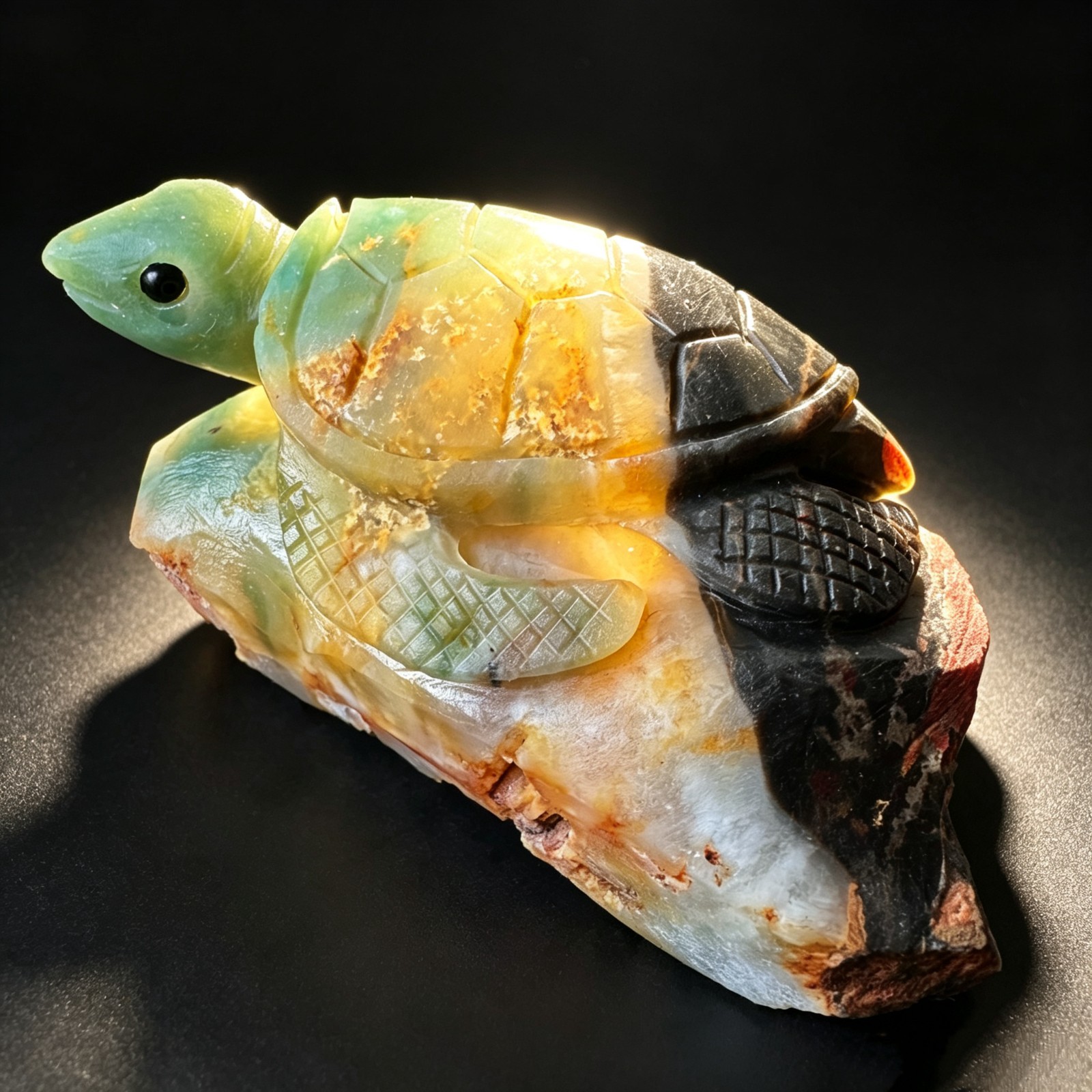 Hand Carved Natural Amazonite Turtle Figurine Polished Desk Decor Unique Gift