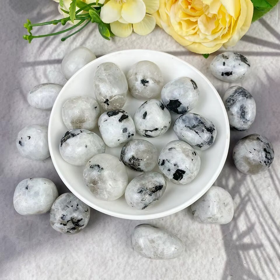 3pcs Natural Rainbow Moonstone Tumbled Polished Stone Rock Mineral Specimens