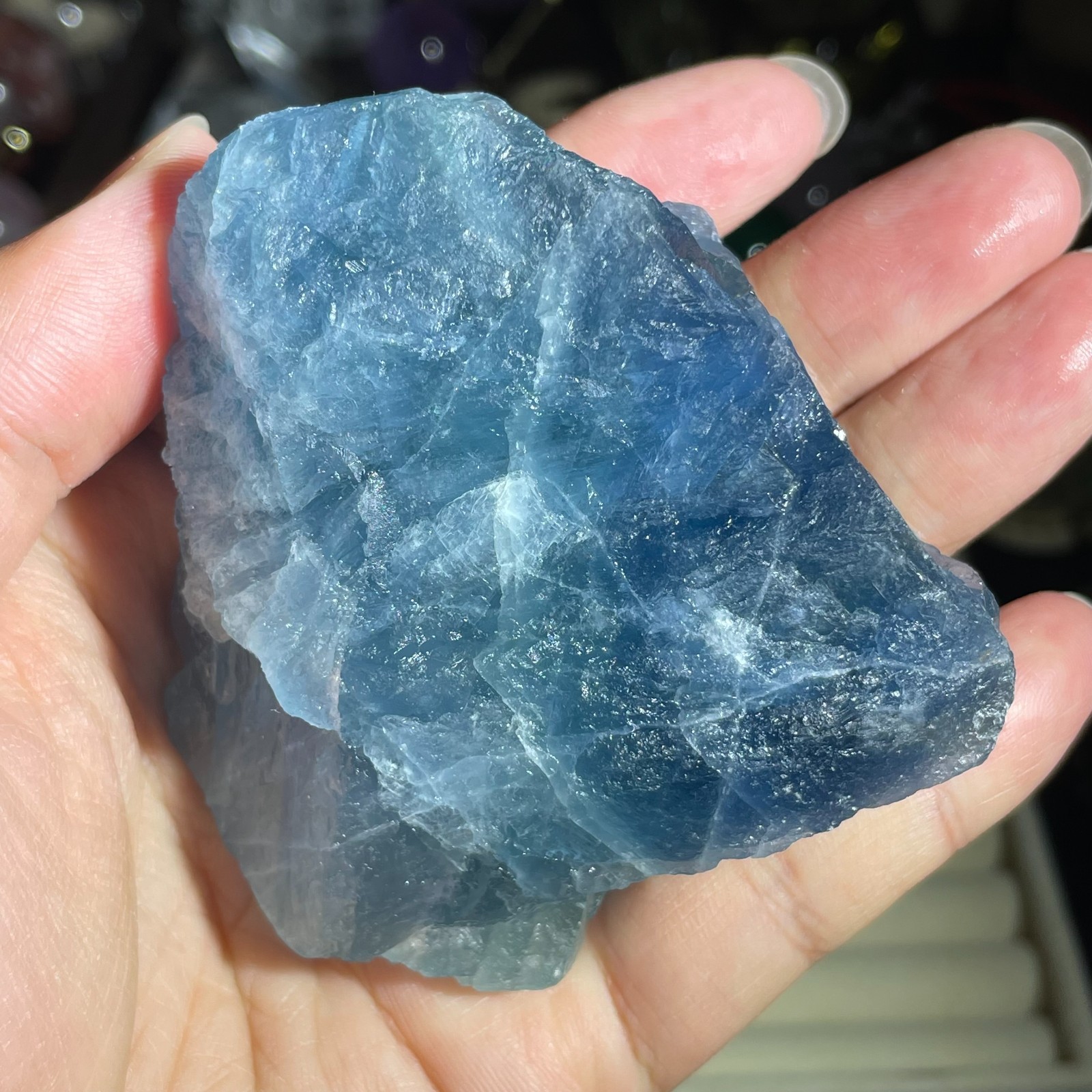 305g Natural Rough Dark Blue Fluorite Quartz Crystal Raw Stone Specimen Healing