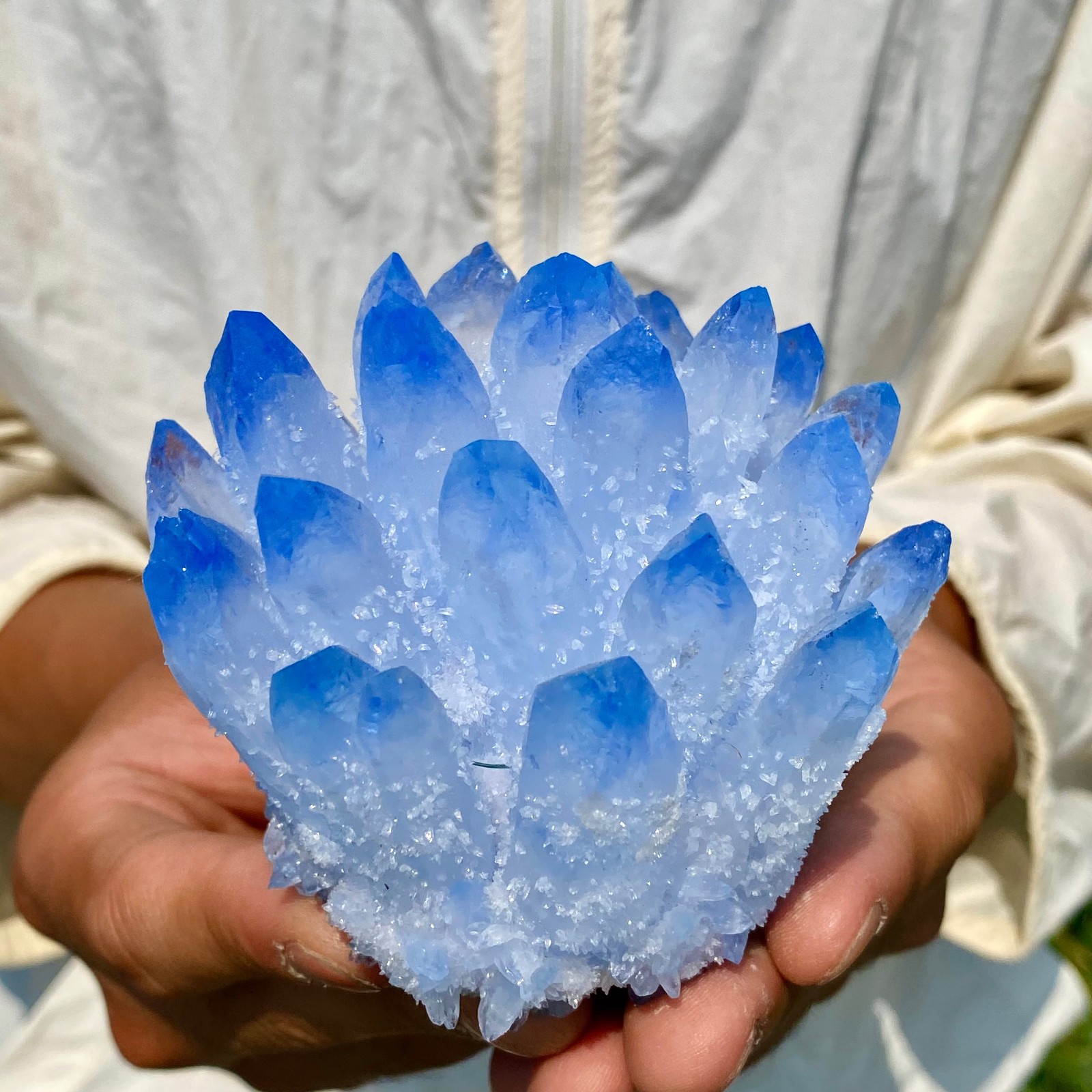 405G New Find blue Phantom Crystal Quartz Cluster Mineral Specimen Healing