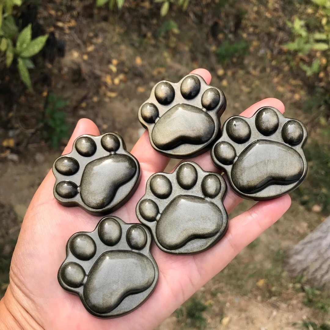 1pc Natural silver obsidian Quartz Carved Cat-claw Skull Energy Healing Gem gift