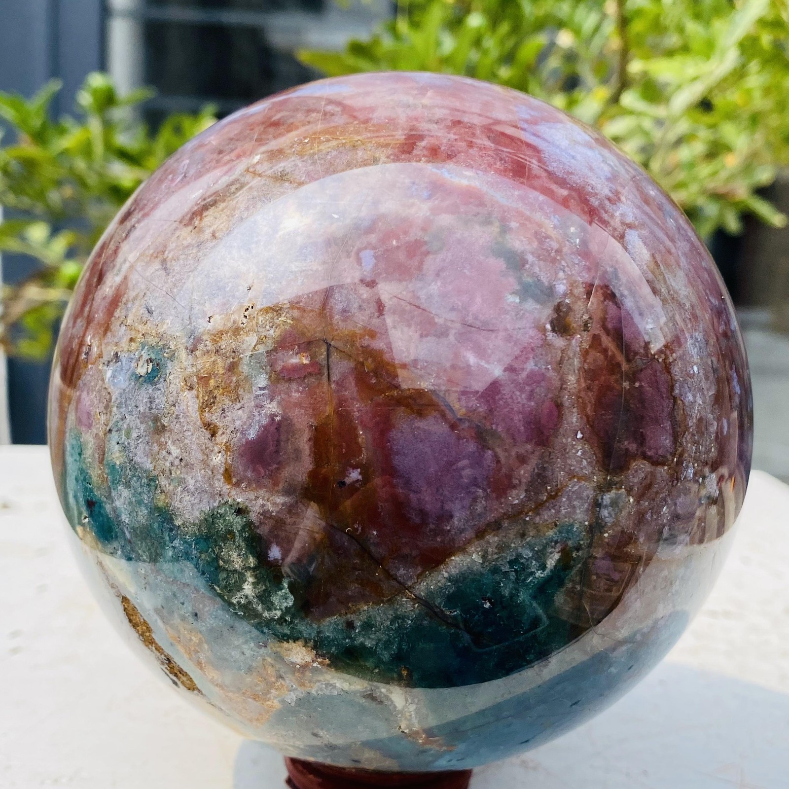 Natural Ocean Jasper ball Crystal jewelry Reiki energy Healing 1960g