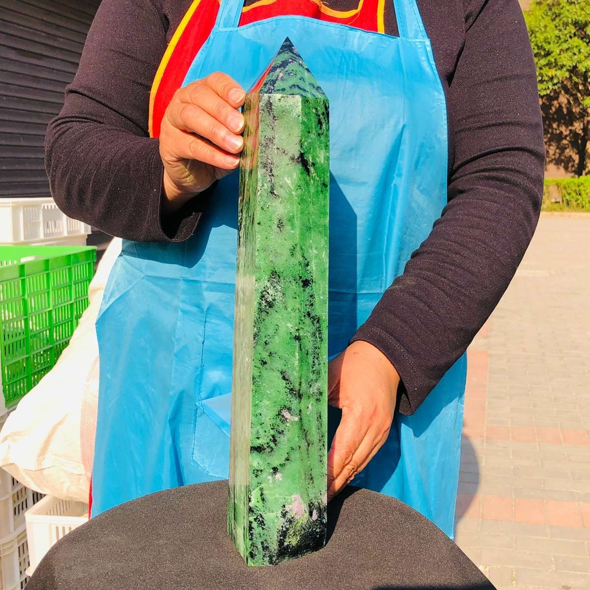 9.59LB Large Natural Red and Green Treasure Crystal Obelisk Specimen Healing