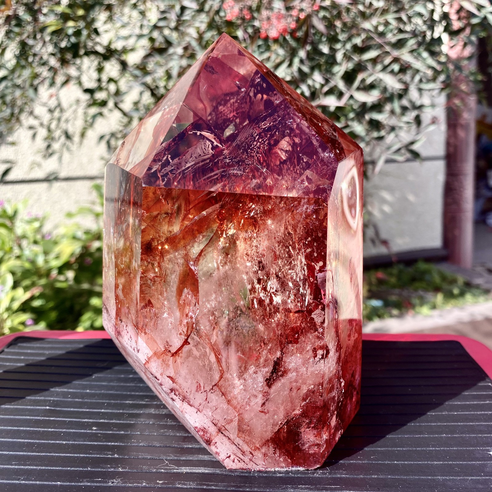 3.92LB Natural Crystal Red Ghost Quartz Mine Crystal Tower Decoration-