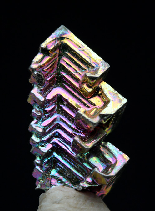 Iridescent Bismuth Specimen Rainbow Hopper Crystal Cluster Mineral w/ ID card