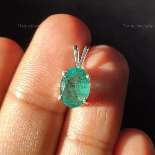 Natural Certified 15Ct Green Emerald Oval IGL Loose Gems 925 Silver Pendant 6JHN