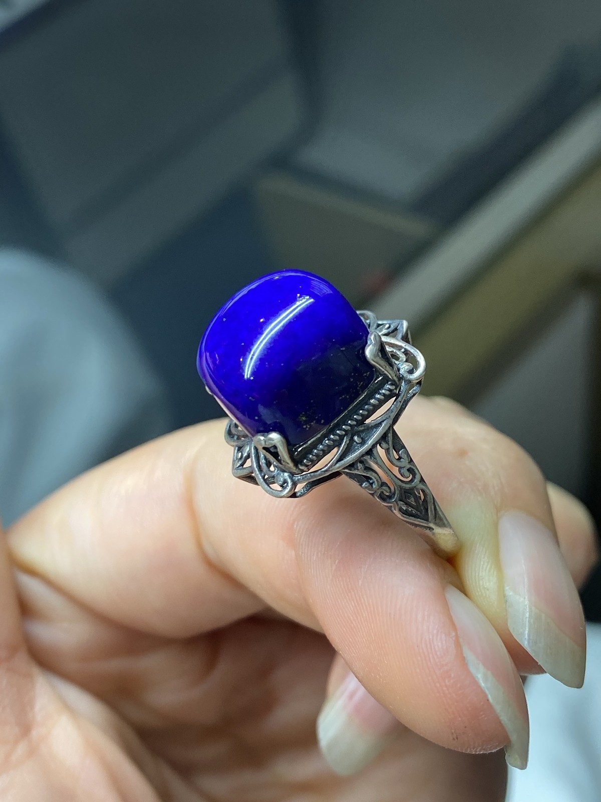 Handcrafted 925 Sterling Silver Ring Natural Old Mine Casual Stackable Decor