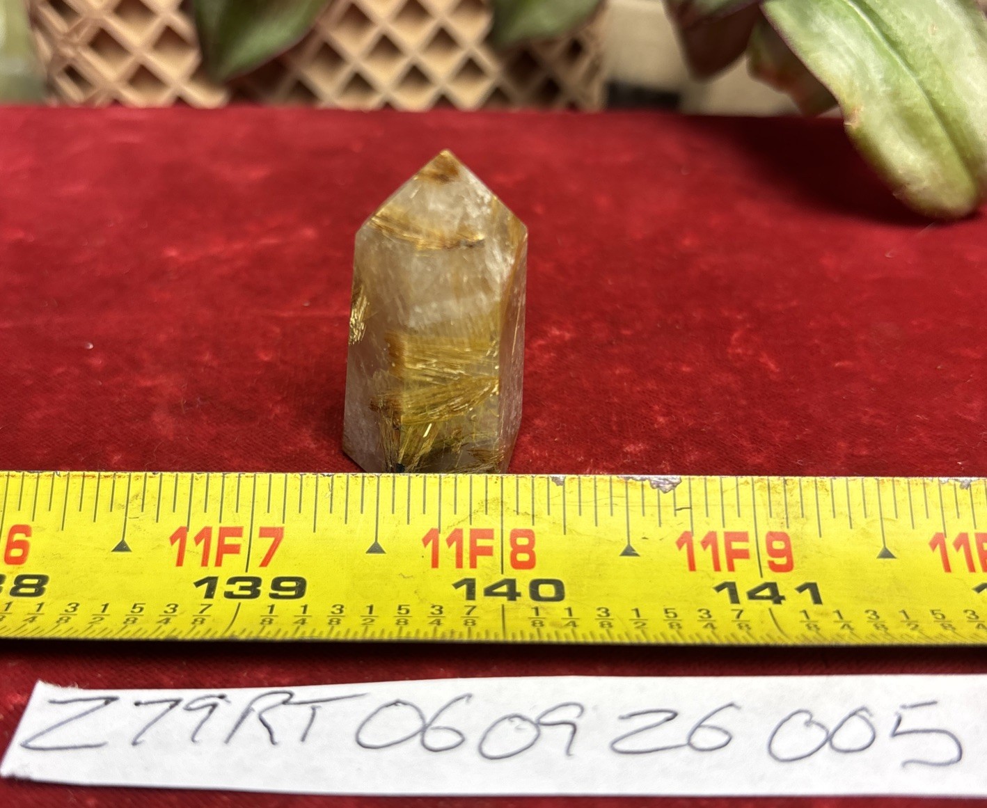 Golden Rutile Tower Rutilated Quartz Crystal Gemstone Point 15.13 Grams