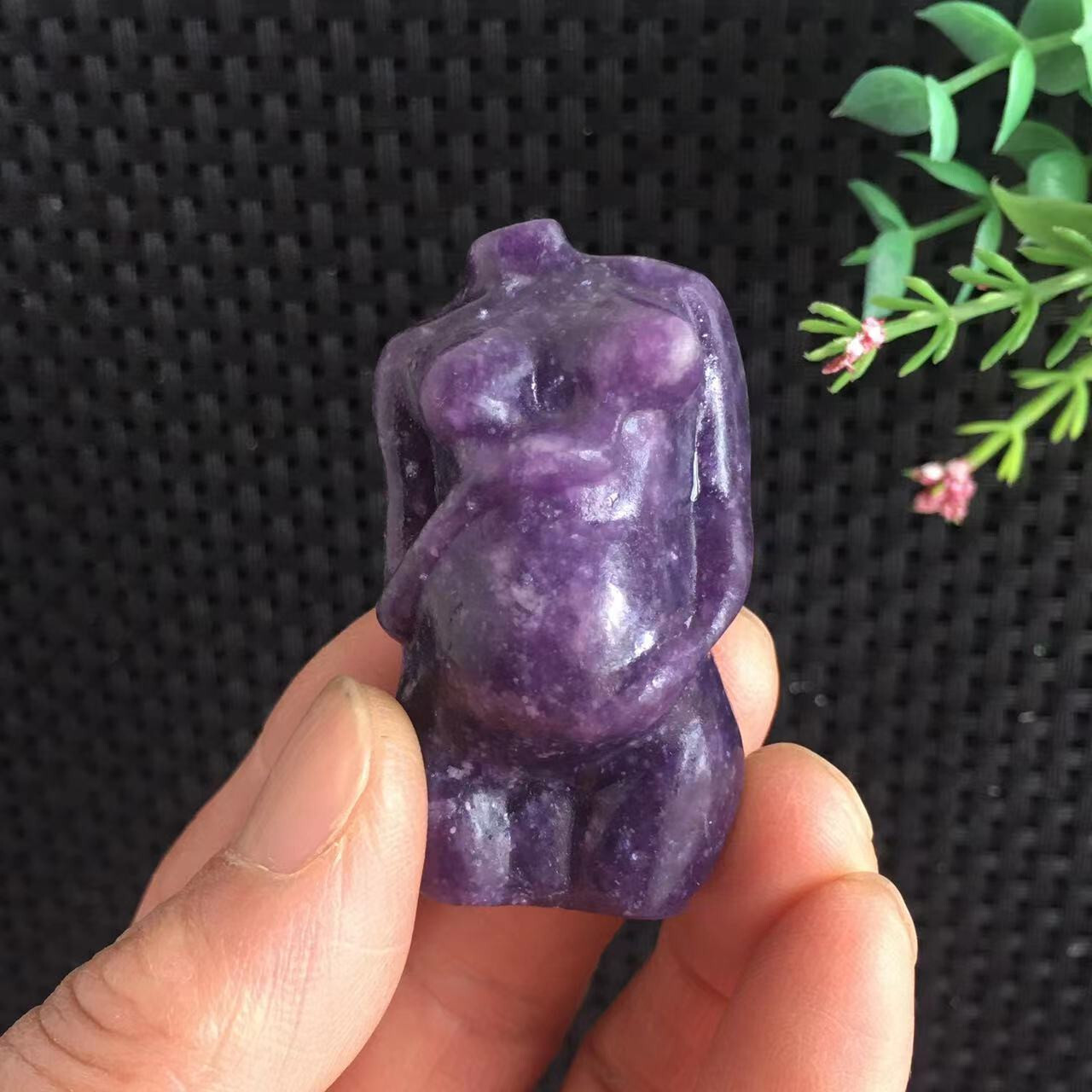 42g Lepidolite Pregnant Goddess Female Body Model Sculpture Mother’s Day Gift