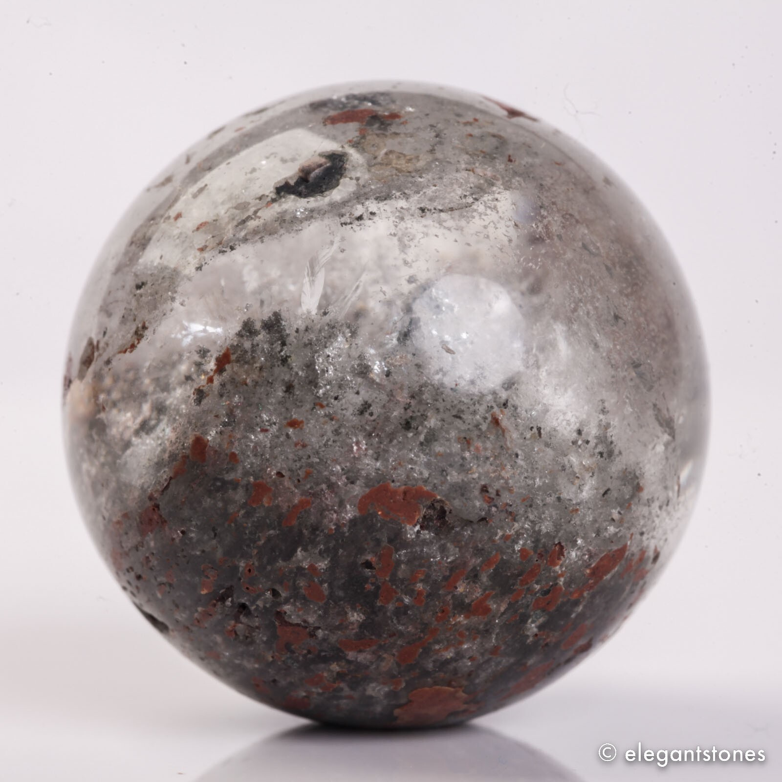 67g37mm Natural Garden/Phantom/Ghost/Lodolite Quartz Crystal Sphere Healing Ball