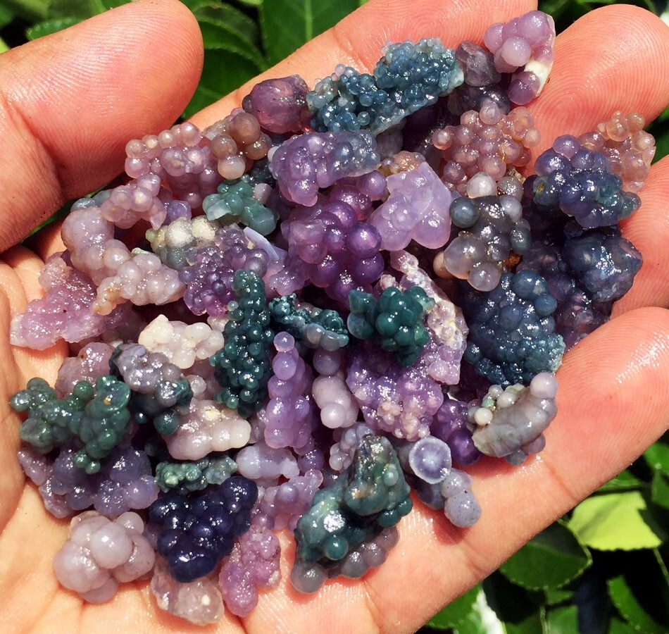 100g 50-90Natural Botryoidal Chalcedony Starlight Purple Grape Agate Grain ag100