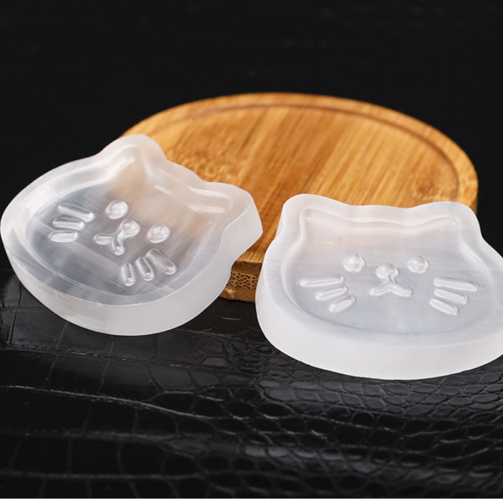 Gypsum Hand Carved Cat Bowl Shape Reiki Healing Spiritual Energy Craft Gift1pcs