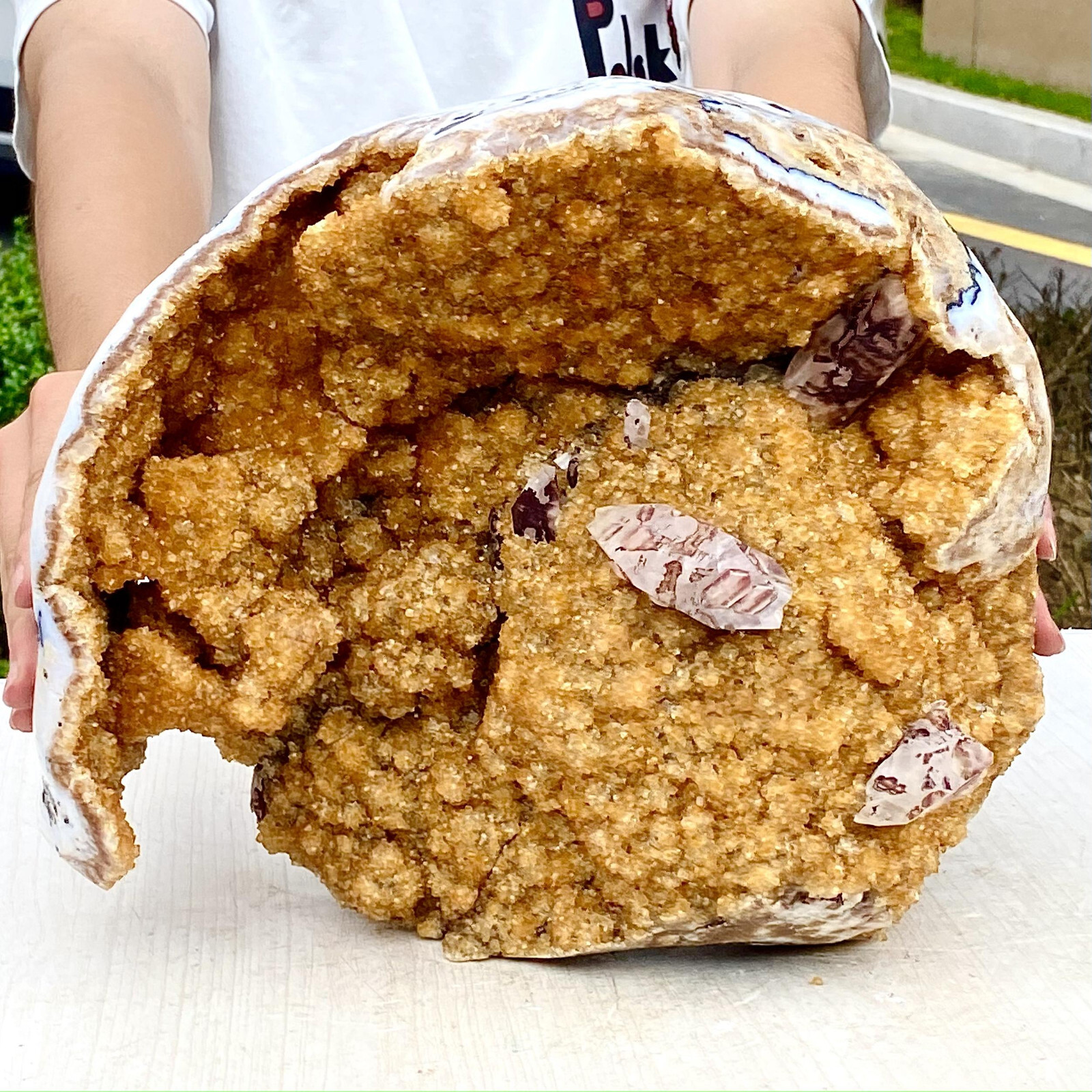 25.3LB Superb Yellow Citrine Crystal Cave Decor Stone Cathedral Geode Specimen