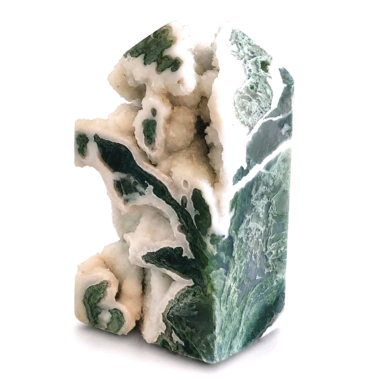 Natural Polished Druzy Moss Agate Tower 3.25″ Tall – 222g – USA