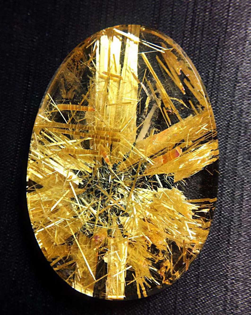 49*34*7mm A++ Natural Gold Rutilated Quartz Titanium Crystal Reiki Pendant