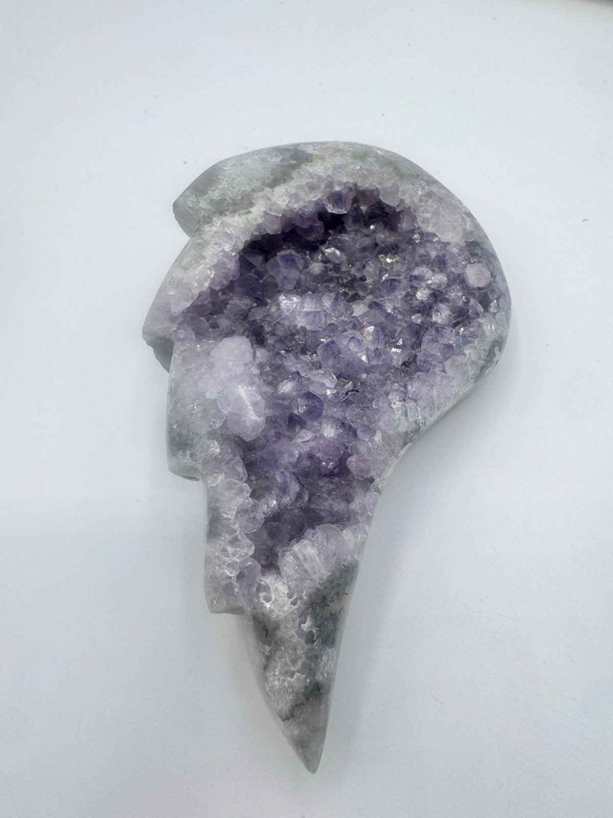 Amethyst Crystal Cluster Geode Angel Wing and Lightning Bolt Set of 2