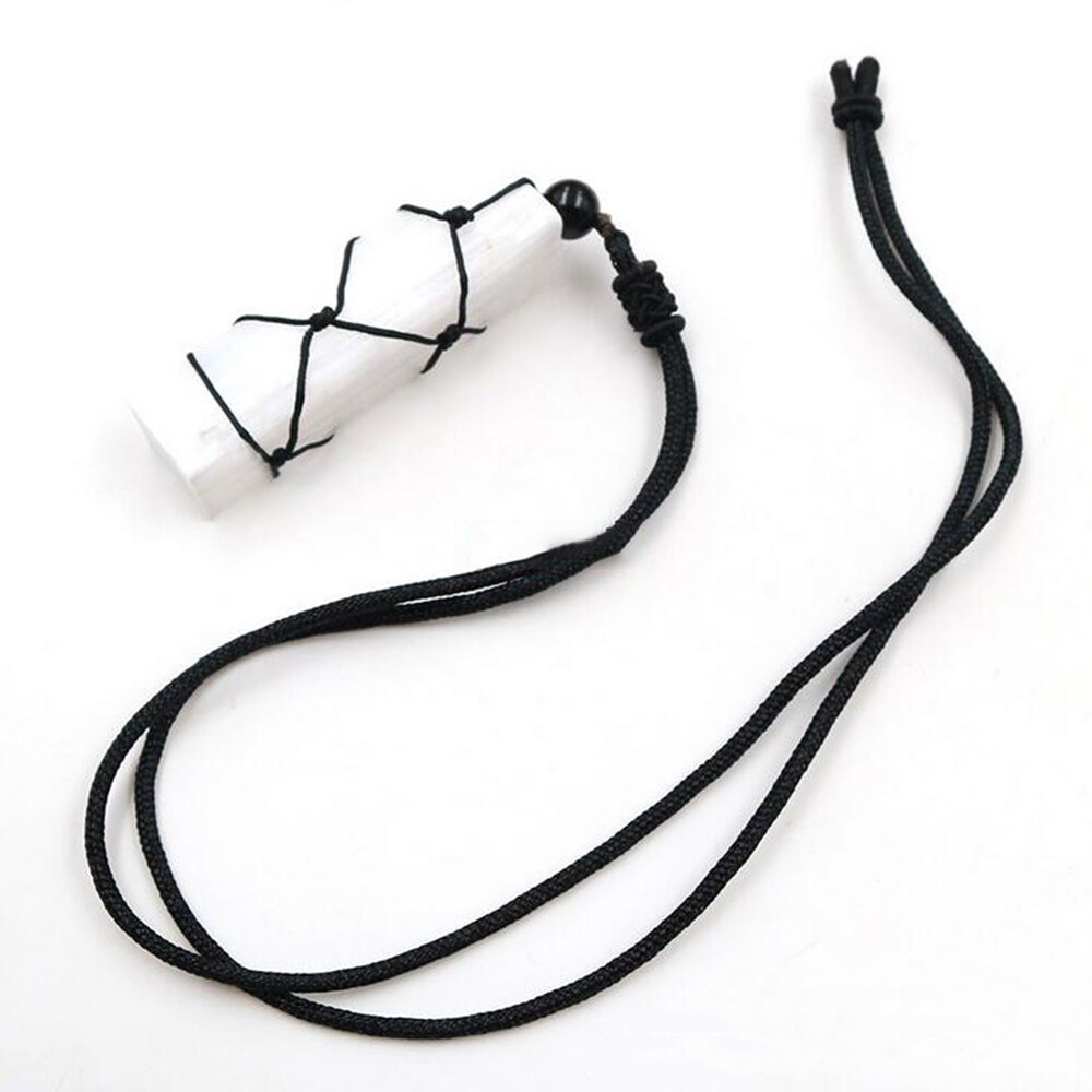 Natural Selenite Braid Wrap Pendant Metaphysical Spiritual Crystal Necklace