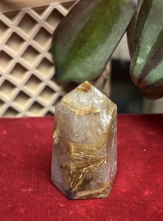 Golden Rutile Tower Rutilated Quartz Crystal Gemstone Point 15.13 Grams