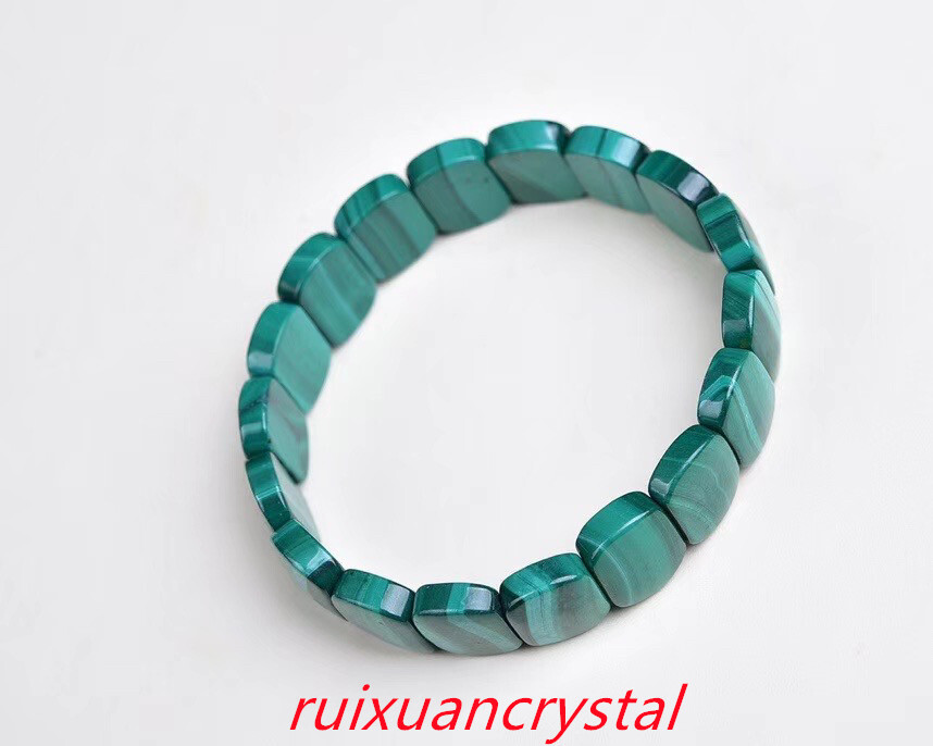 1pc Natural Malachite 7.5″ Crystal Stretch Bracele Chakra Reiki Gift 11.4*7.4mm