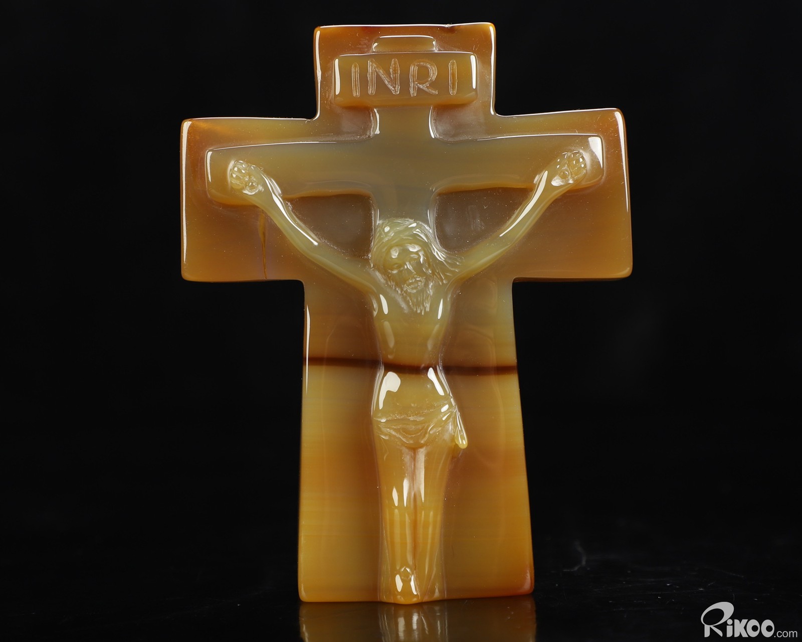 3.8″ Agate Hand Carved Crystal Jesus Cross Sculpture, Crystal Healing